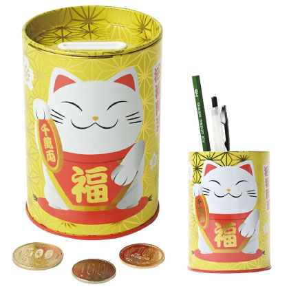 ペン立て缶貯金箱