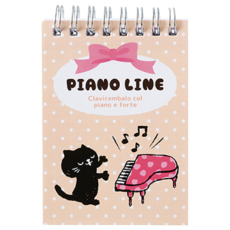 ピアノライン リングメモ帳 A7(ねこ)