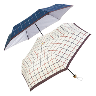 プレーンチェック・晴雨兼用折りたたみ傘